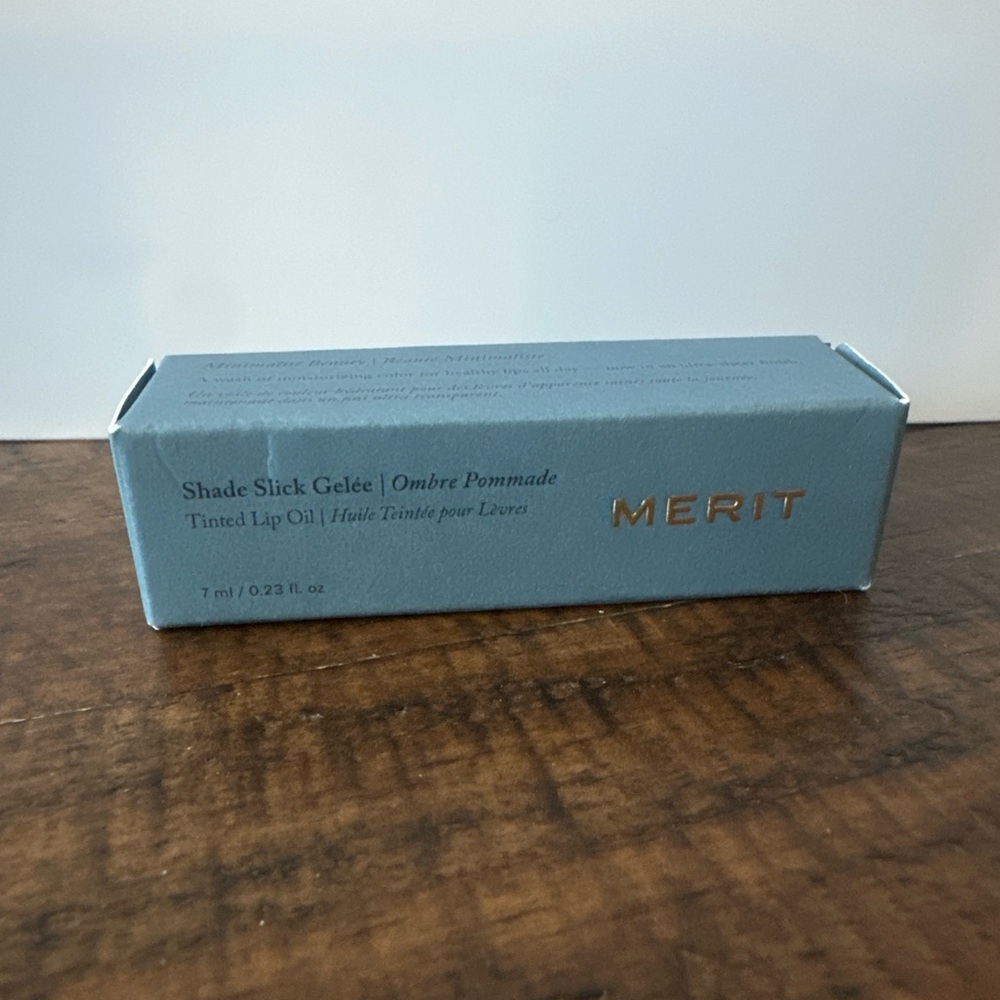 Merit Shade Slick Gelée Tinted Lip Oil — Light Blue Packaging